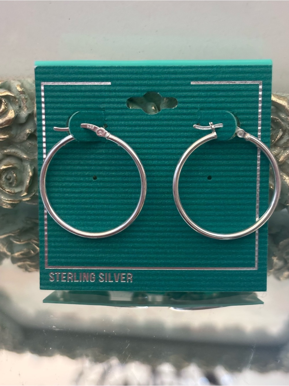 Sterling Silver Thin Hoop Earrings - Silver
